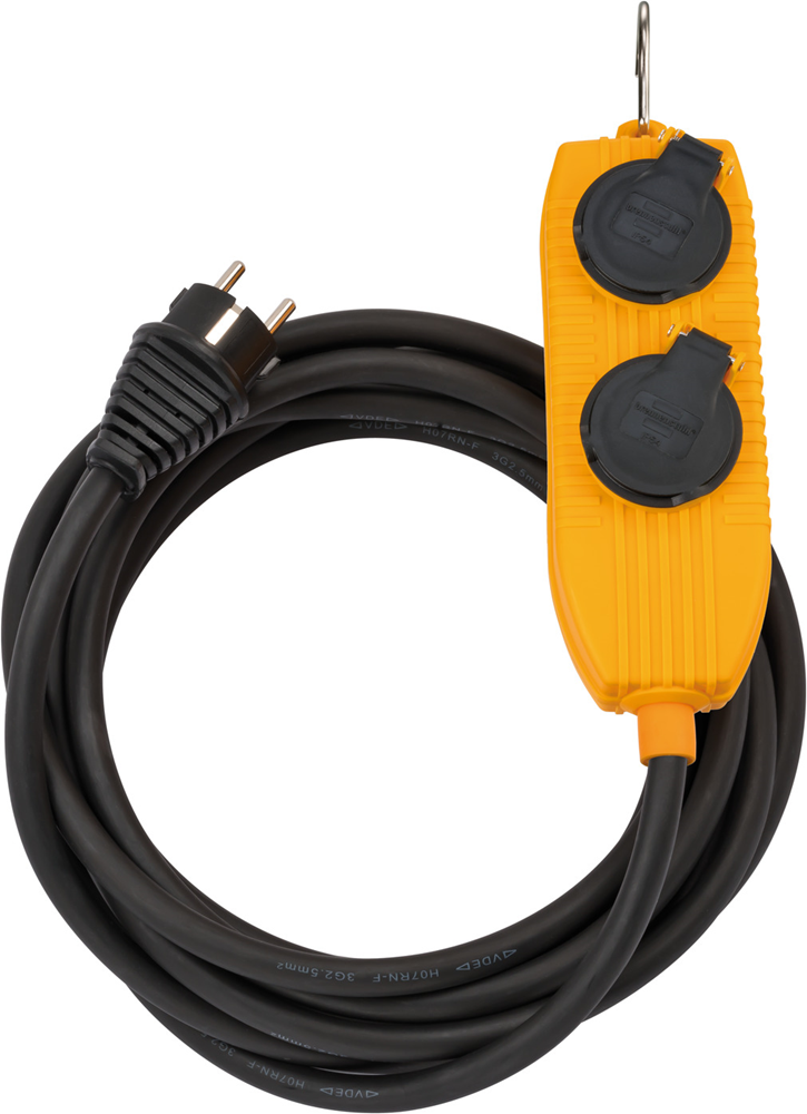 BOUWPLAATSEN-KABEL IP54 MET CONTACTDOZENBLOK 10M ZWART H07RN-F 3G2,5 FR/BE REF:1168504010