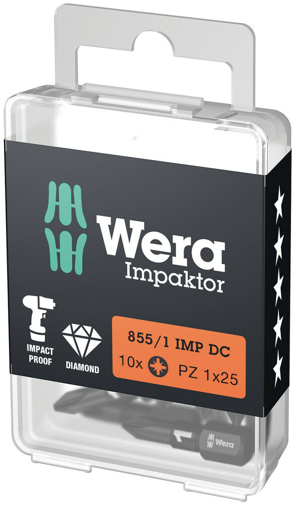 855/1 IMP DC PH DIY IMPAKTOR BITS - PZ 1 X 25 MM DIY-BOX - DOOS VAN 10ST REF:WER05057620001 WERA