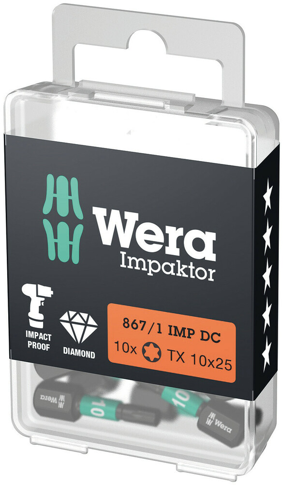 867/1 IMP DC TORX® DIY IMPAKTOR BITS - TORX 10 X 25 MM DIY-BOX (10 ST) REF:WER05057628001 WERA