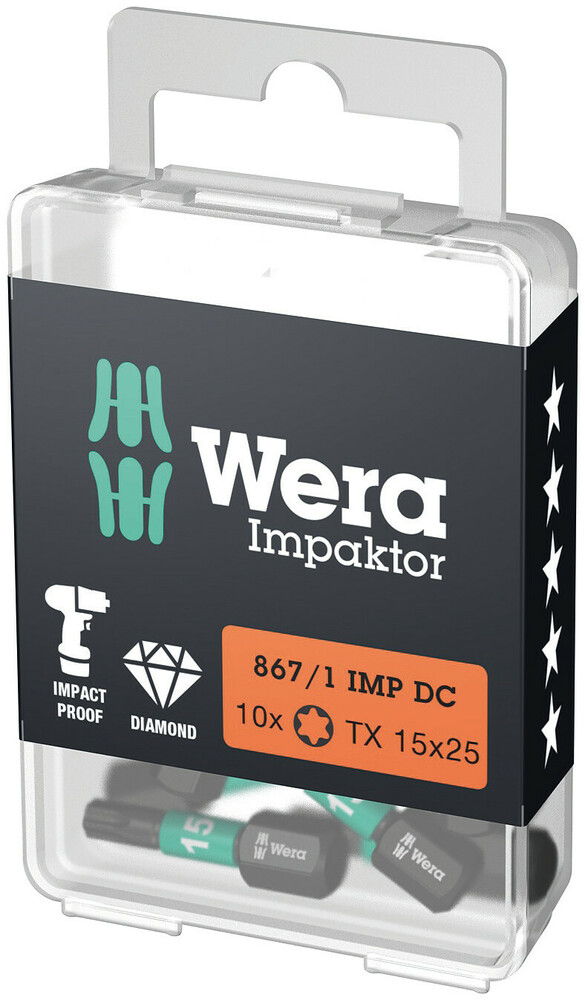 867/1 IMP DC TORX® DIY IMPAKTOR BITS - TORX 15 X 25 MM DIY-BOX (10 ST) REF:WER05057623001 WERA