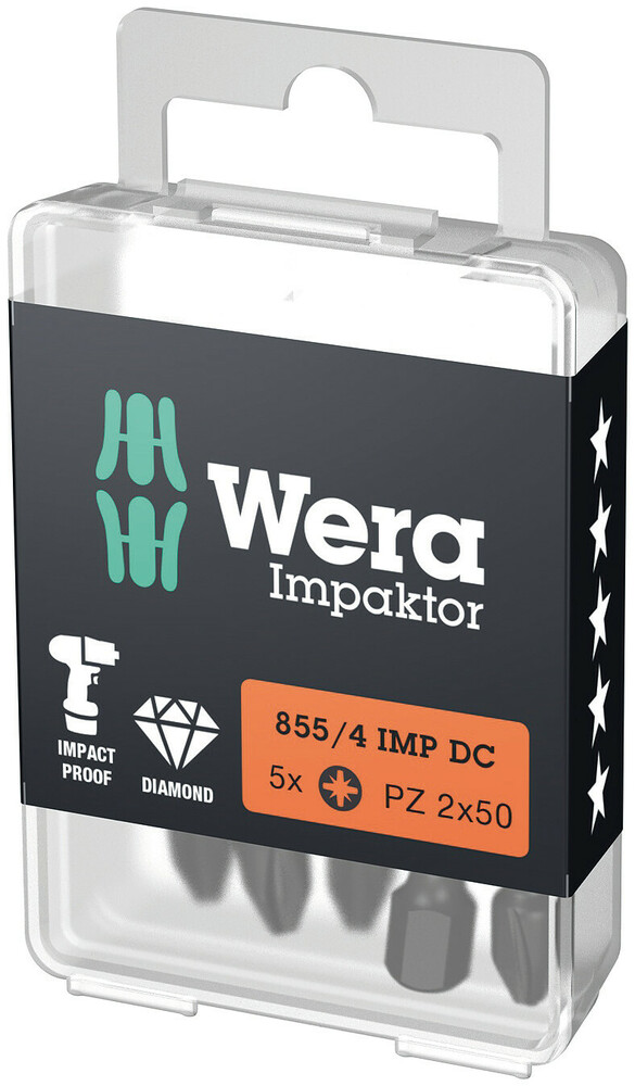 855/4 IMP DC PH DIY IMPAKTOR BITS - PZ 2 X 50 MM DIY-BOX - DOOS VAN 5ST REF:WER05057661001 WERA
