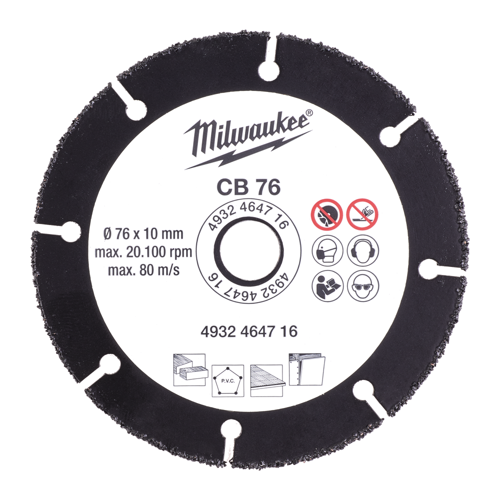 DOORSLIJPSCHIJF HOUT/KUNSTOF/GIPS CARBIDE 76 X 1 MM  REF: 4932464716 MILWAUKEE
