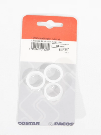 4 DEURKRUKRINGEN NYLON WIT 18MM REF:S-2123