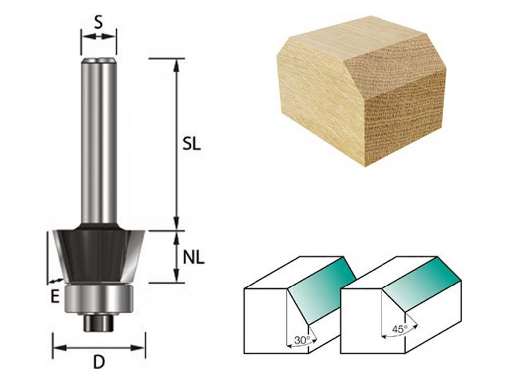 AFSCHUINFREES HW (HM) MET KOGELLAGER - E15°-D22-S8 - REF:E13741 ENT