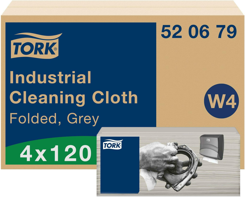 TORK INDUSTRIAL GEVOUWEN REINGINGSDOEK GRIJS W4 (4X120) REF:6520679 TORK