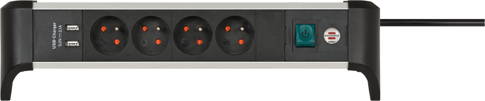 ALU-OFFICE-LINE STEKKERDOOS MET USB-LAADFUNCTIE 4-VOUDIG 1,8M H05VV-F 3G1.5 *FR/BE* REF:1391044410