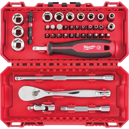 RATEL- EN DOPPENSET 1/4” FOUR FLAT™ REF: 4932498381 MILWAUKEE