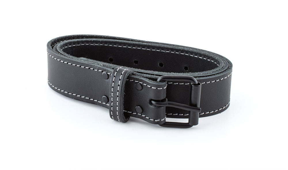 ZWART LEDEREN BROEKSRIEM MET GESP - 130 CM X 30 MM - LEATHER REF: TD 201030 SOLID