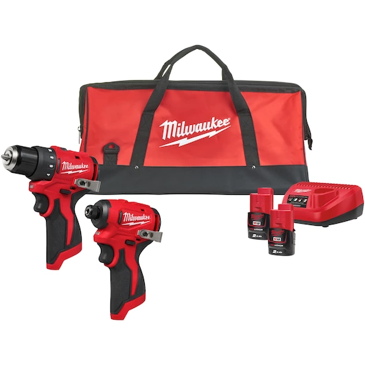 M12 PACK(ACCU COMPACT BRUSHLESS DRILL+IMPACT DRIVER+2 ACCU’S+LADE+TAS)REF: 4933500139 MILWAUKEE