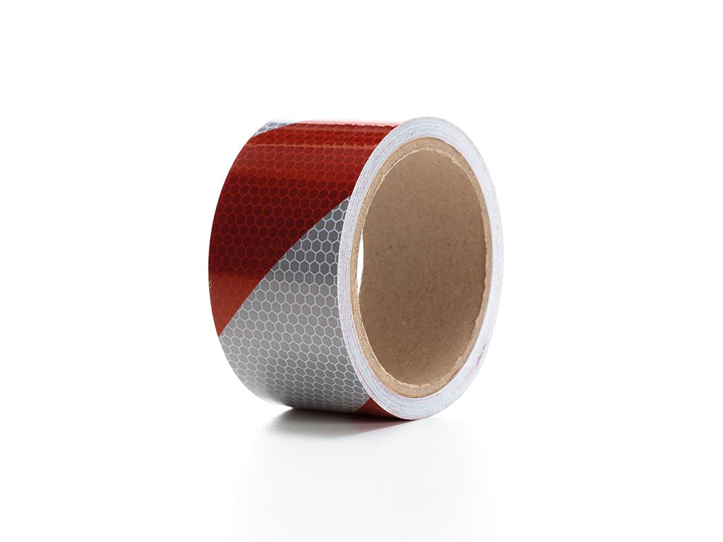 REFLECTERENDE TAPE 5CM X 5M MET HONINGRAATPATROON ROOD/WIT REF:PT-RFH5X5RW PEREL