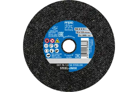 DOORSLIJPSCHIJF VOOR STAAL/EDELSTAAL EHT 76X1.0X10MM  A60 P SG BO.10 REF:65508001 PFERD