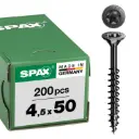 UNIVERSELE SCHROEF 4,5X50 VERZONKEN MULTIKOP T-STAR PLUS T20 DEELDRAAD BLAX REF:0191040450503 SPAX