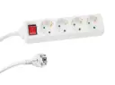 4-VOUDIGE STEKKERDOOS MET SCHAKELAAR MET AARDCLIPS 1,5M KABEL WIT REF:EB4S-G PEREL
